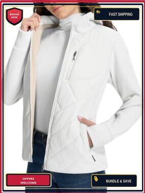 Quilted Light Jacket Fleece Lined Running Hooded Winter Coat